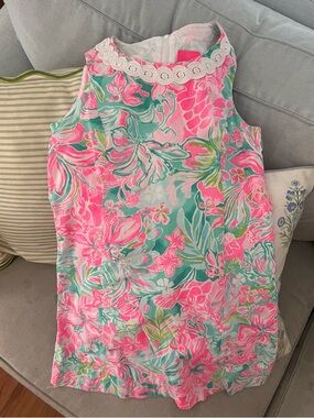 Lilly Pulitzer Sleeveless Floral Shift Dress Size 12 Pink Green